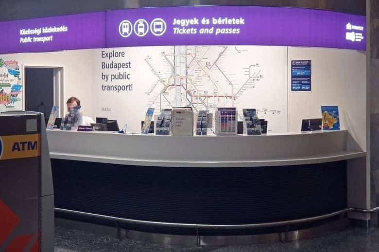Public transport ticket counters at Budapest Airport