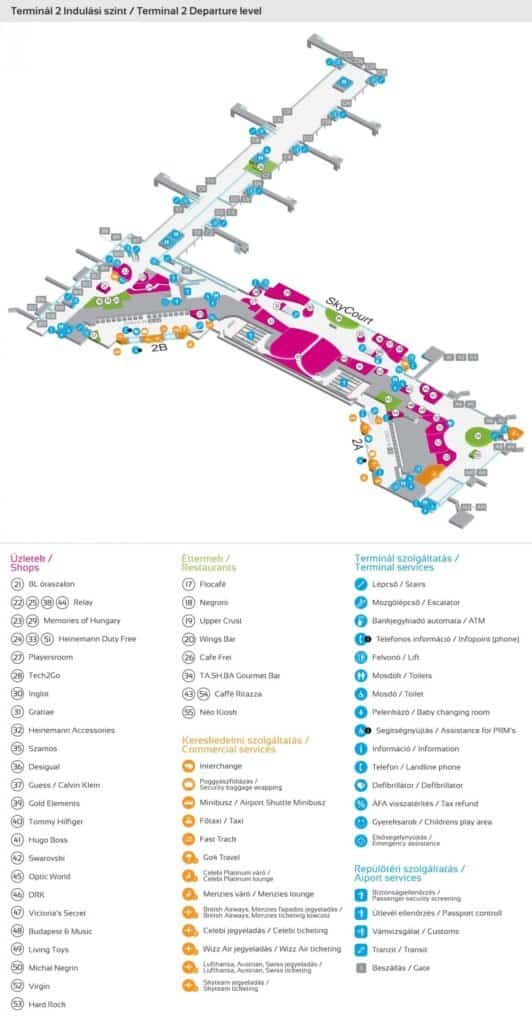 Liszt Ferenc Airport-Terminal 2 Departure level map