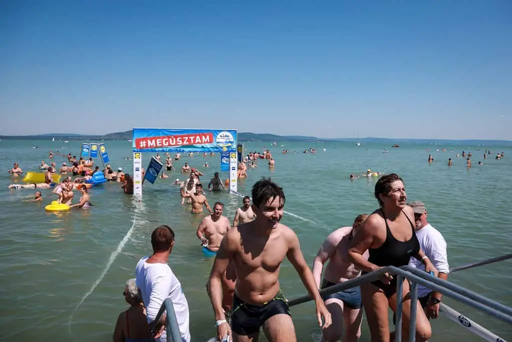 Swimming across Lake Balaton